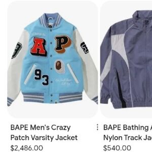 Bape Blue and White Varsity Jacket